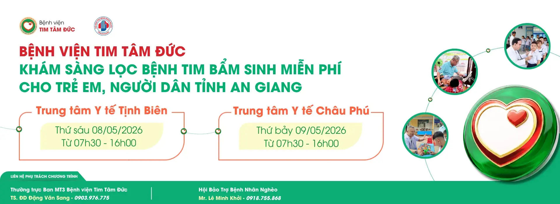 Tâm Đức khám sàng lọc bệnh tim miễn phí tại tỉnh An Giang ngày 08 & 09/05/2026